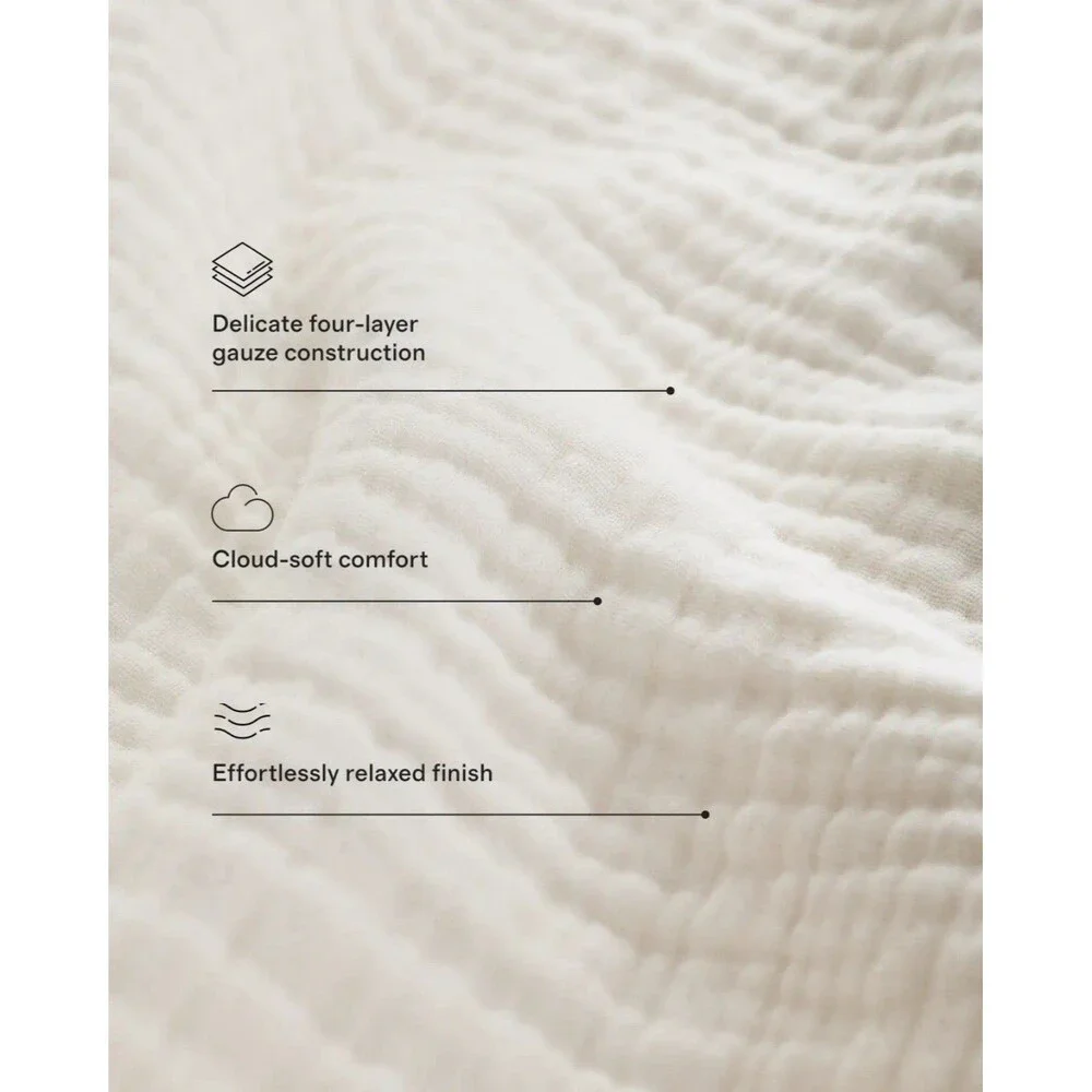 NWT QUINCE AIRY ORGANIC 100% COTTON GAUZE DUVET COVER SET KING CAL K UNDYED $170